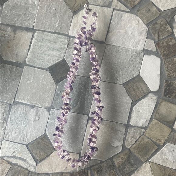 Amethyst and Clear, Quartz, Crystal Beaded Necklace - Picture 2 of 6